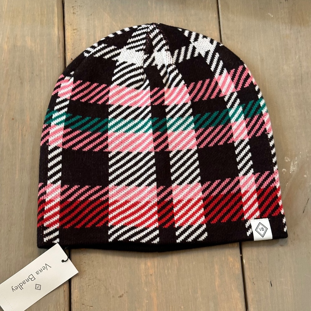 Vera Bradley Reversible Beanie In Ribbon Plaid 100% Acrylic